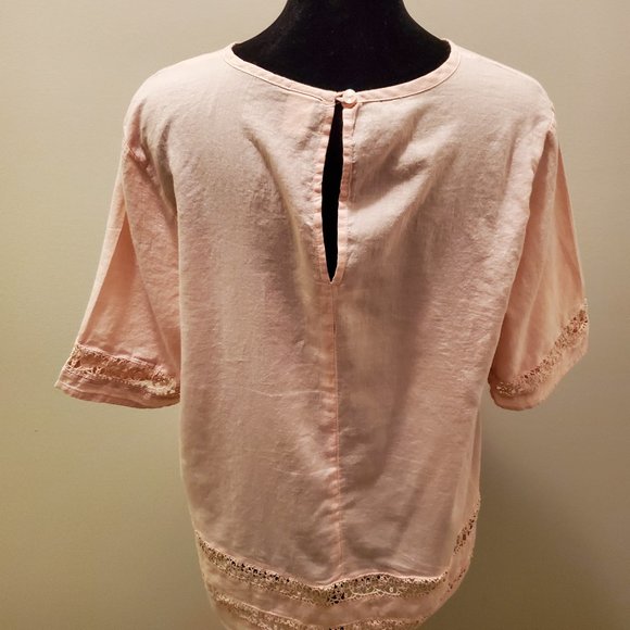Lace-Trimmed Pink Pintuck Top - Picture 2 of 4